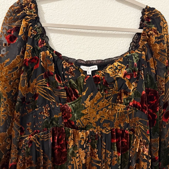 Baltic Born Multicolor Velvet Long Sleeve Dress - Picture 5 of 6